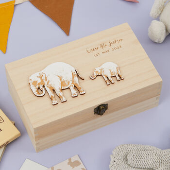 Personalised New Baby Elephant Memory Box Gift, 4 of 4