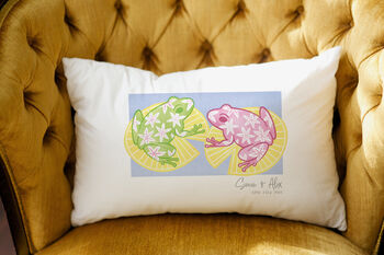 'Our Pad' Personalised Frog Cushion New Home Gift, 2 of 4
