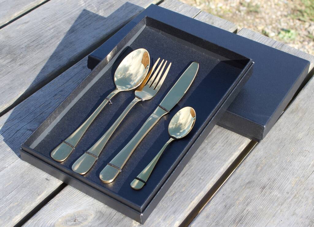 Personalised Gold Cutlery Gift Set With Free Gift Box, 1 of 4