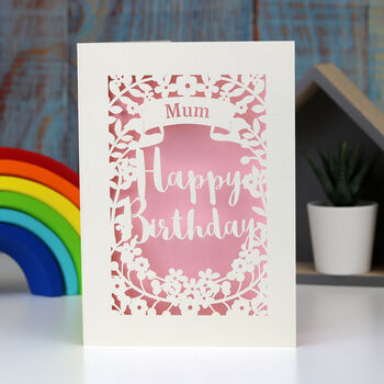 Personalised Papercut Happy Birthday Mum Card, 3 of 6