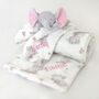 Personalised Pink Ears Elephant Comforter Blanket Set, thumbnail 4 of 8