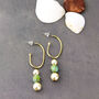 Pearl And Turquoise Bead Stacked Oval Hoop Earrings, thumbnail 1 of 7