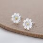 Cosmos Flower Stud Earrings In Sterling Silver, thumbnail 1 of 12