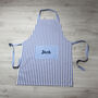 Personalised Blue Stripe Adult Apron, thumbnail 2 of 7