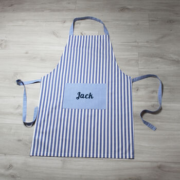 Personalised Blue Stripe Adult Apron, 2 of 7