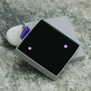 Small Purple Glass And Sterling Silver Stud Earrings, 6 of 11