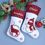 Personalised Tartan White Stocking With Reindeer, thumbnail 3 of 4