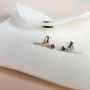 Sterling Silver And Pink Crystal Bird Stud Earrings, thumbnail 4 of 5