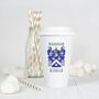 White Thermal Ceramic Travel Mug With Coat Of Arms, thumbnail 6 of 9