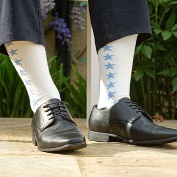 Starfall Royal Blue And Starfall White Men's Socks Bundle, 5 of 5