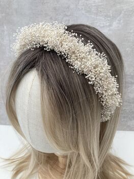 Preserved Dried Gypsophila Flower Headband Crown, 2 of 4