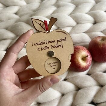 Personalised Message Reveal Wheel Apple Teacher Gift, 6 of 6