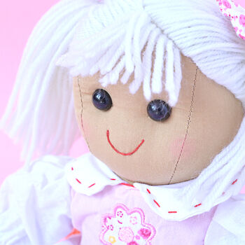 Personalised Rag Doll In Pink Dress, 5 of 10