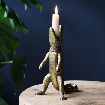 Gold Gobbling Crocodile Candlestick, 4 of 5