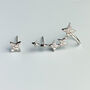 Sterling Silver Star Stud Earrings With Cuff, thumbnail 4 of 8