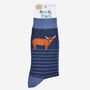 Men's Bamboo Socks Navy Blue Stripe Highland Cow, thumbnail 3 of 5