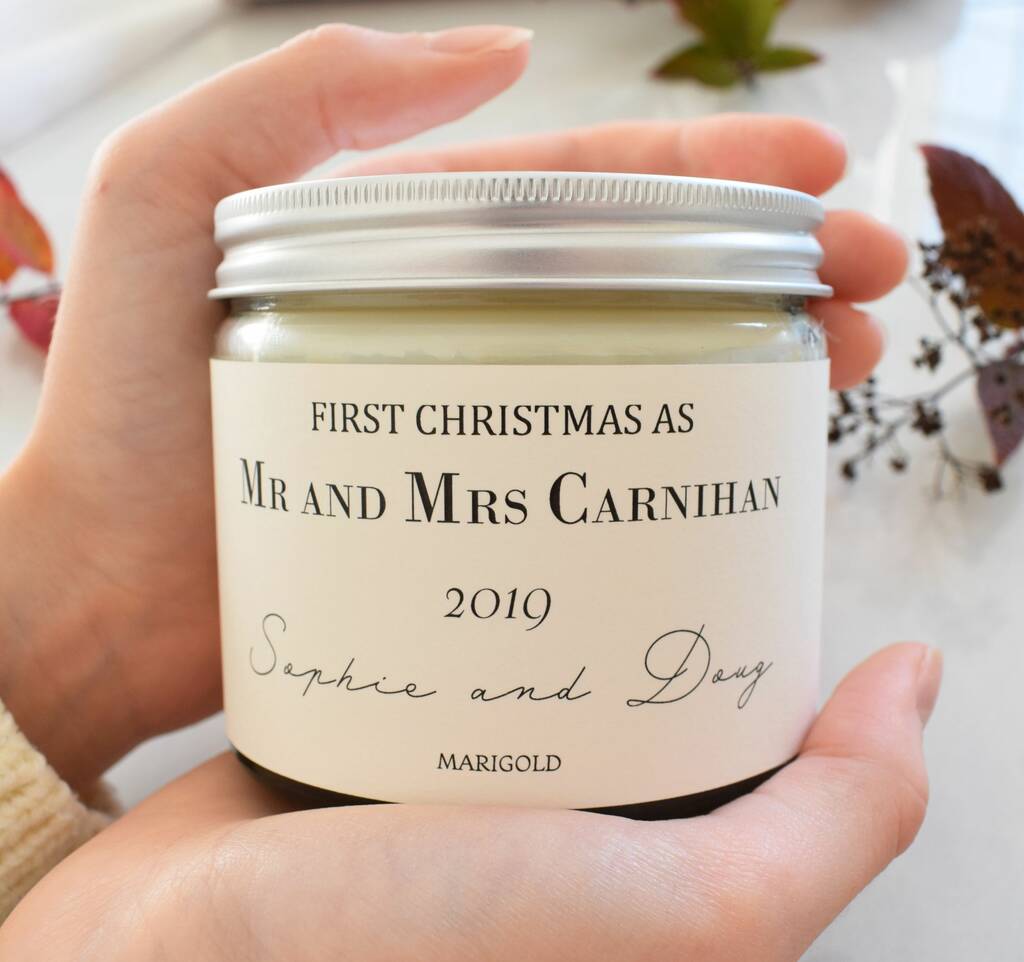 First Christmas As Mr And Mrs Vegan Scented Candle, 1 of 4