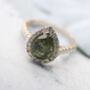 Green Sapphire And Diamond Halo Engagement Ring, thumbnail 2 of 5