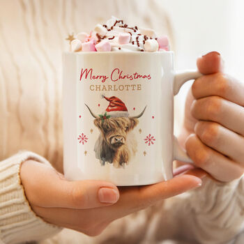 Personalised Highland Cow Christmas Mug, 3 of 4