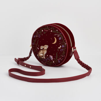 Star Gazing Rabbit Red Embroidered Circle Bag, 4 of 7