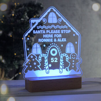 Personalised Gingerbread House Wooden Based LED Christmas Light, 6 of 10