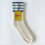 100% Cashmere Blue Stripe Sport Socks, thumbnail 4 of 8