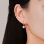 Sterling Silver Tiny Plumeria Flower Drop Hook Earrings, thumbnail 6 of 11