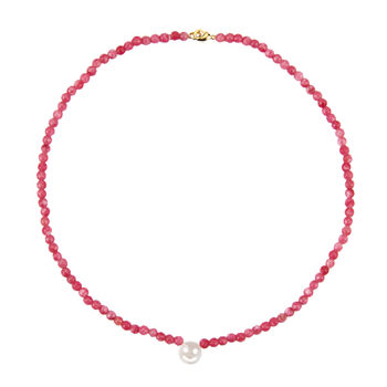 Pink Chalcedony Stone Smiley Face Necklace, 2 of 5