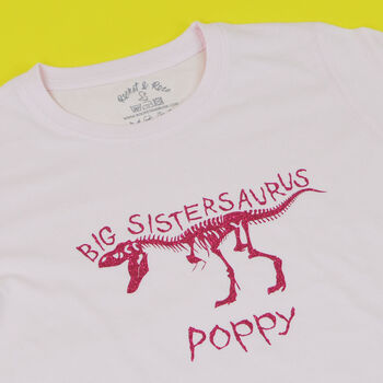 'Big Sistersaurus' New Baby Announcement T Shirt, 6 of 6