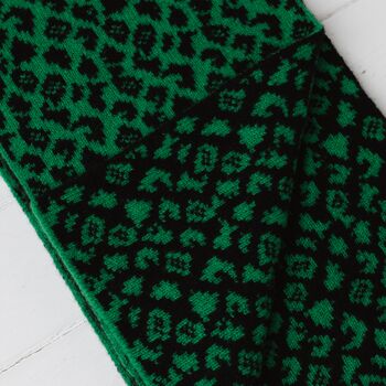 Leopard Lambswool Reversible Scarf, 6 of 12