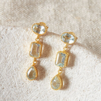 Rainbow Moonstone 18 K Gold And Silver Drop Earrings, 11 of 12
