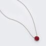 Red Druzy Crystal Round 925 Sterling Silver Necklace, thumbnail 3 of 4