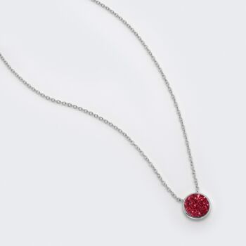 Red Druzy Crystal Round 925 Sterling Silver Necklace, 4 of 5