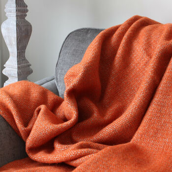 Orange And Grey Woven Wool Throw, 2 of 5