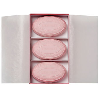 Rose Lover's Luxury Gift Box. Darjeeling And Tea Rose Reed Diffuser And Three Bronnley Rose Soaps, 5 of 6