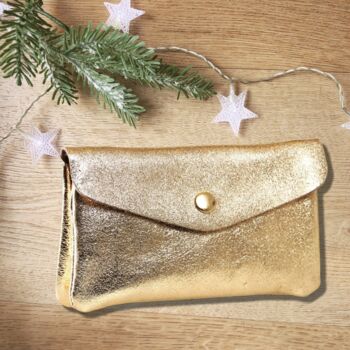 Real Leather Stunning Purse Silver Metallic Christmas Gift, 5 of 8