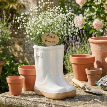 Personalised Gift Set Of Two Welly Boots Planters, 4 of 12