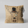 Brown Cushion Cover With Mr. Reindeer Theme, thumbnail 1 of 7