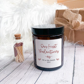 Our First Valentines As Mr And Mrs Last Name Candle, 3 of 9