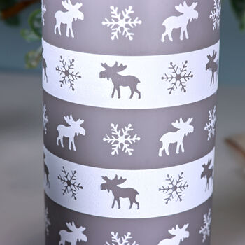 G Decor Nordhavn Grey Reindeer Pillar Candle Nordic Winter Lodge Décor In Small Or Large Size, 4 of 5