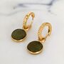 Circle Peridot August Birthstone Earrings, Gold, thumbnail 5 of 7