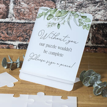 Frosted Acrylic Eucalyptus Wedding Signing Puzzle, 3 of 3