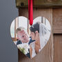 Personalised Wooden Love Heart Photo Hanging Decoration, thumbnail 1 of 5