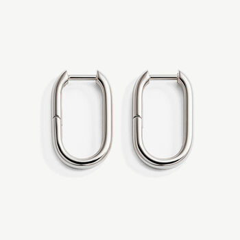 Women's Lightweight Small Oval Hoop Earrings In Sterling Silver, 2 of 6