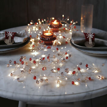 Cranberry Red And Graphite Crystal Cascade LED Garland, 2 of 3