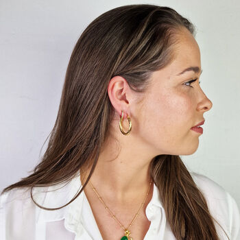 24ct Gold Plated Circle Rope Textured Earrings, 2 of 4