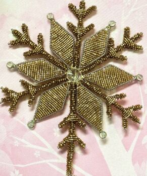 Antique Gold Glass Beaded Star Tree Topper, 2 of 4