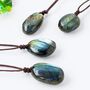 Natural Labradorite Pendant Rope Chain Necklace, thumbnail 3 of 5