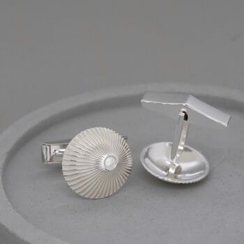 Sterling Silver And Black Cufflinks With Sunburst Motif, 9 of 12