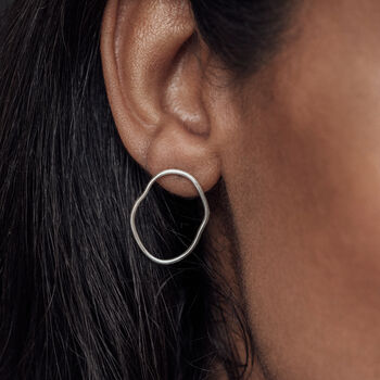 Linear Oval Wave Stud Earrings, 2 of 7